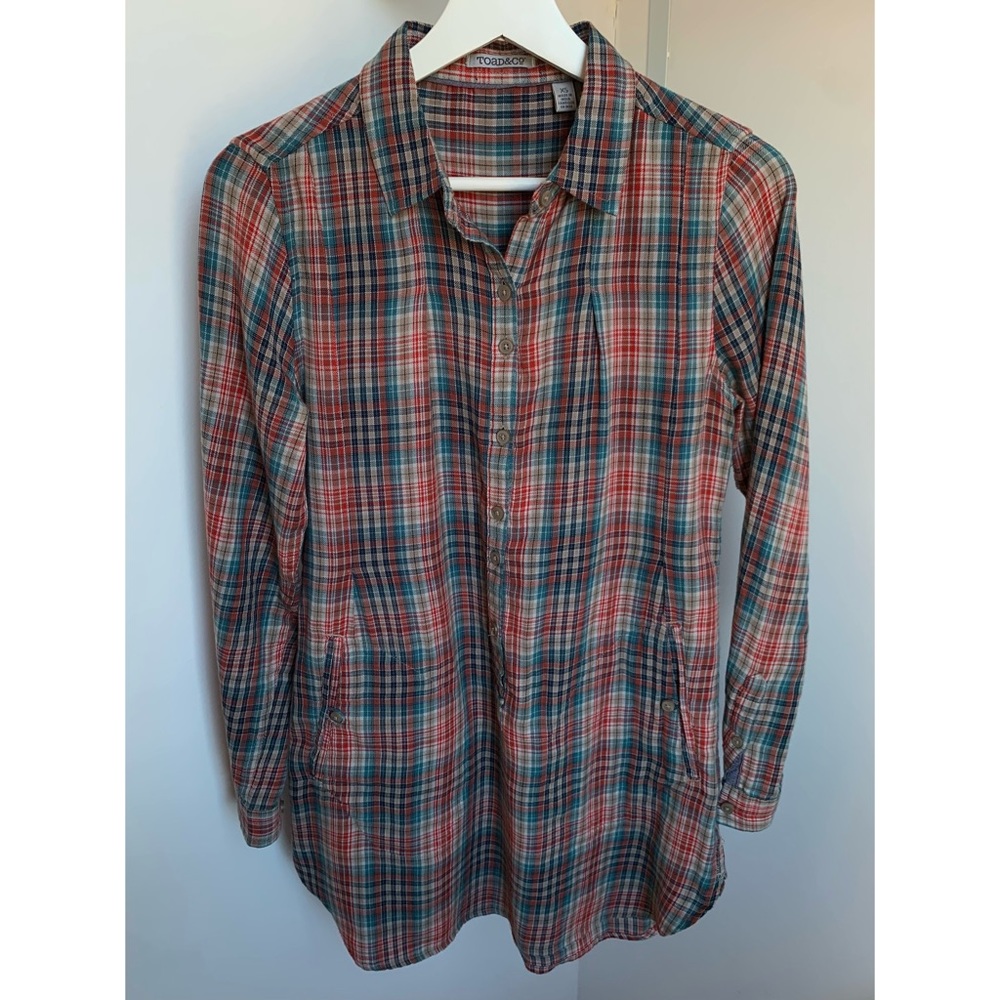 Toad & Co • XS • Plaid Tunic Top Mixo Hydro Color